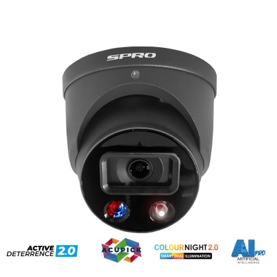 SPRO 8MP IP Smart Dual Illumination Turret with Active Deterrence and Acupick Technology