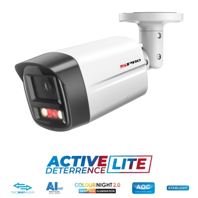 SPRO 4MP IP Bullet Active Deterrence LITE with COLOUR NIGHT 2.0, Built-In Microphone and Speaker